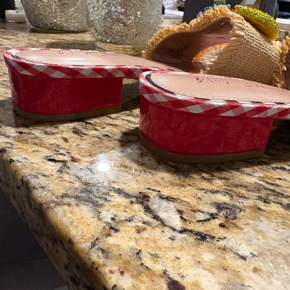 Betsey Johnson nautural Lindyy Fruit Block Heel Bead Embellished Sandals size 11 - Picture 9 of 11